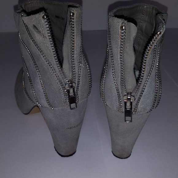 grey suede ankle boot 3.75" heel with zipper, US women's size 9 - Picture 13 of 14